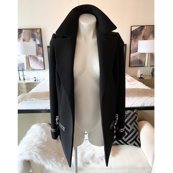 Anthony Vaccarello Black Long Embellished Blazer 4 - Picture 2 of 11